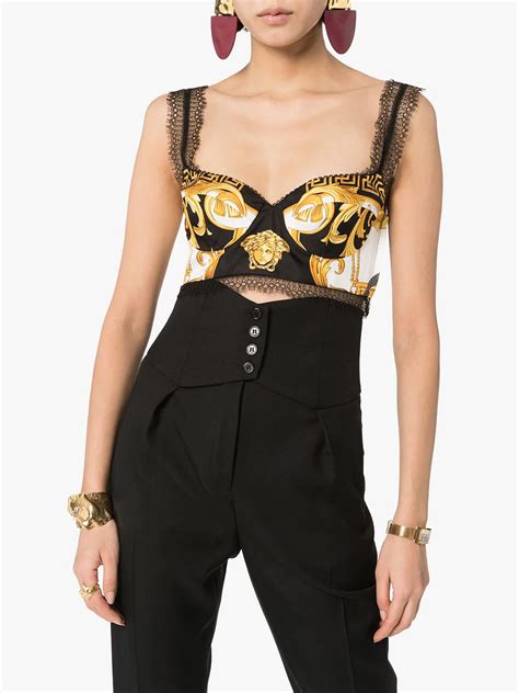 versace baroque print cropped bra top|farfetch Versace tops.